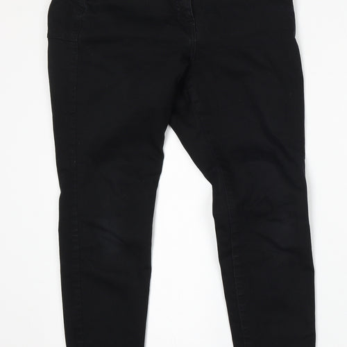 NEXT Womens Black Cotton Straight Jeans Size 12 L28 in Regular Button