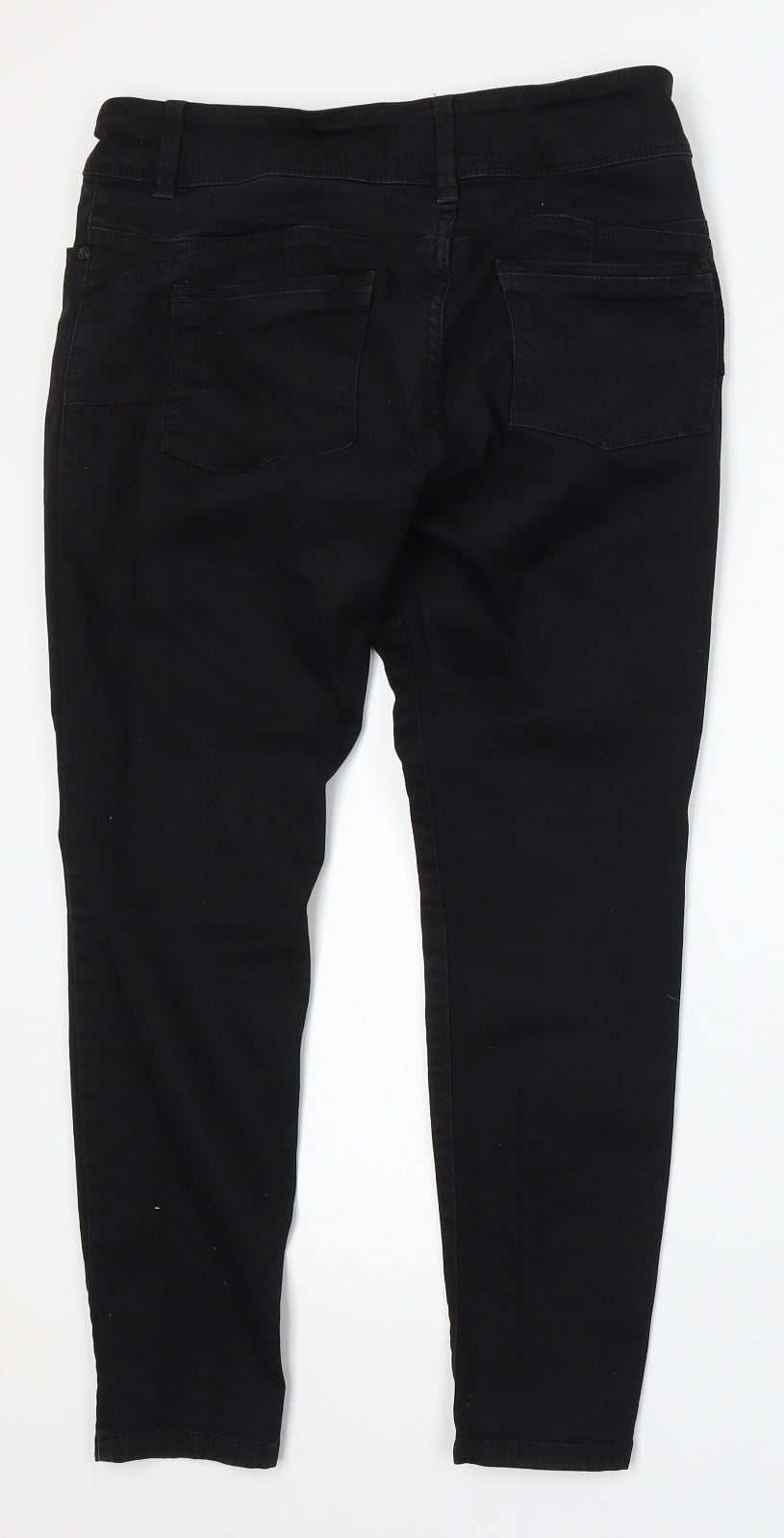 NEXT Womens Black Cotton Straight Jeans Size 12 L28 in Regular Button