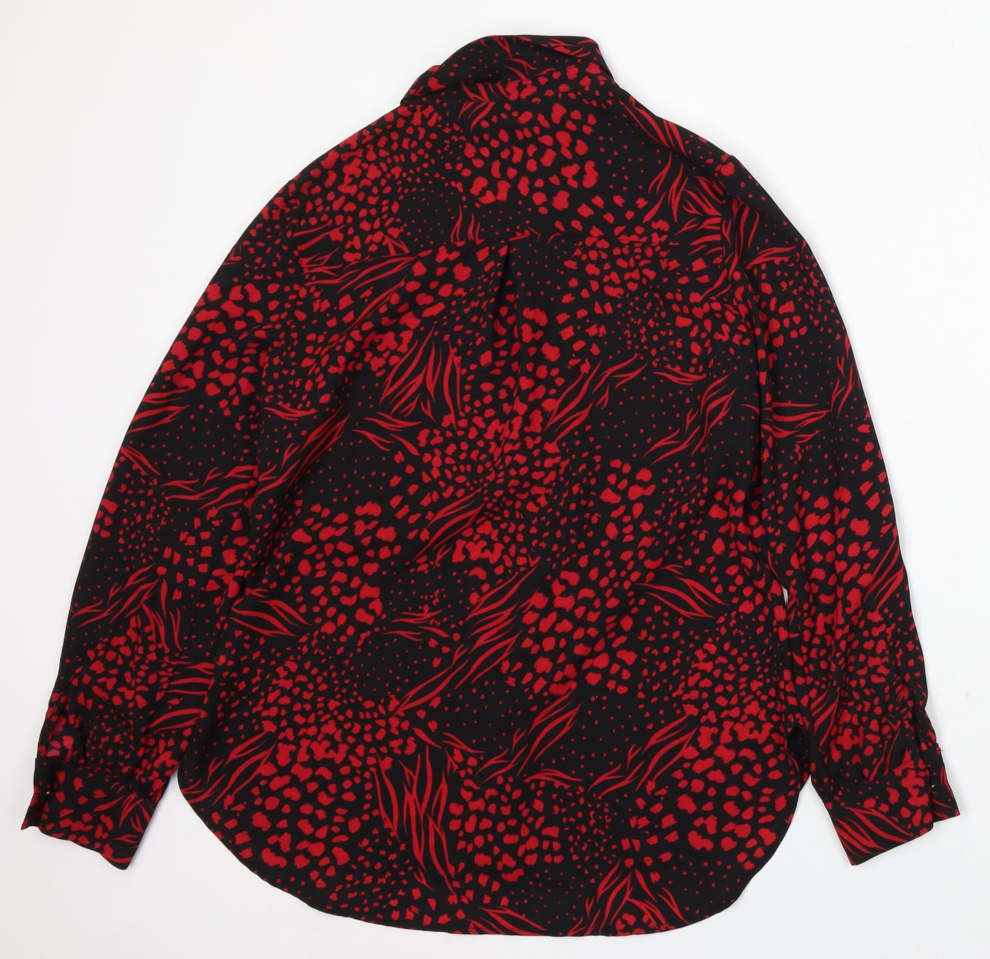 F&F Womens Black Geometric Polyester Basic Blouse Size 10 Collared