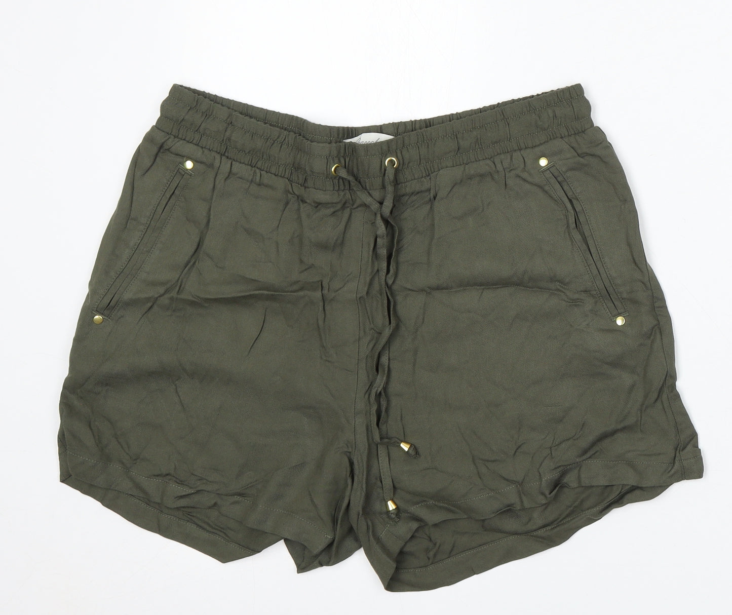 Peacocks Womens Green Viscose Bermuda Shorts Size 12 L3 in Regular