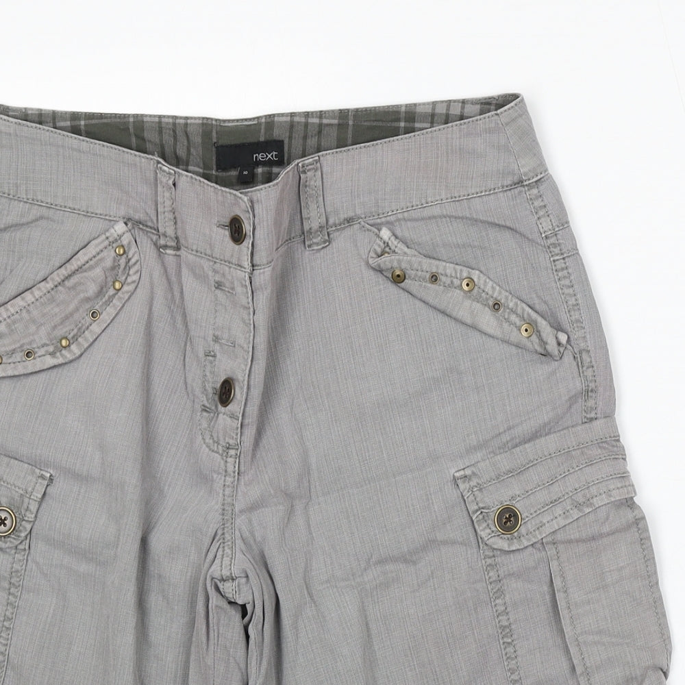 NEXT Womens Grey Cotton Cargo Shorts Size 10 L14 in Regular
