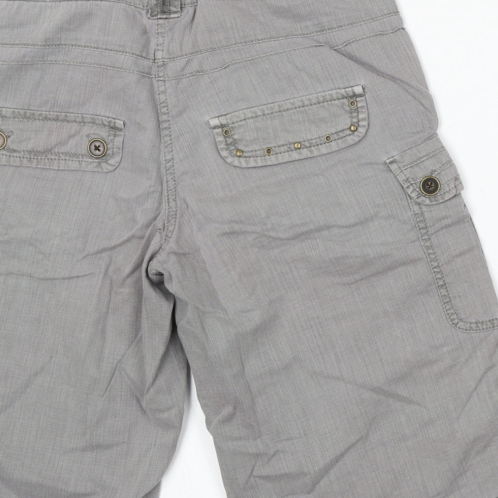 NEXT Womens Grey Cotton Cargo Shorts Size 10 L14 in Regular