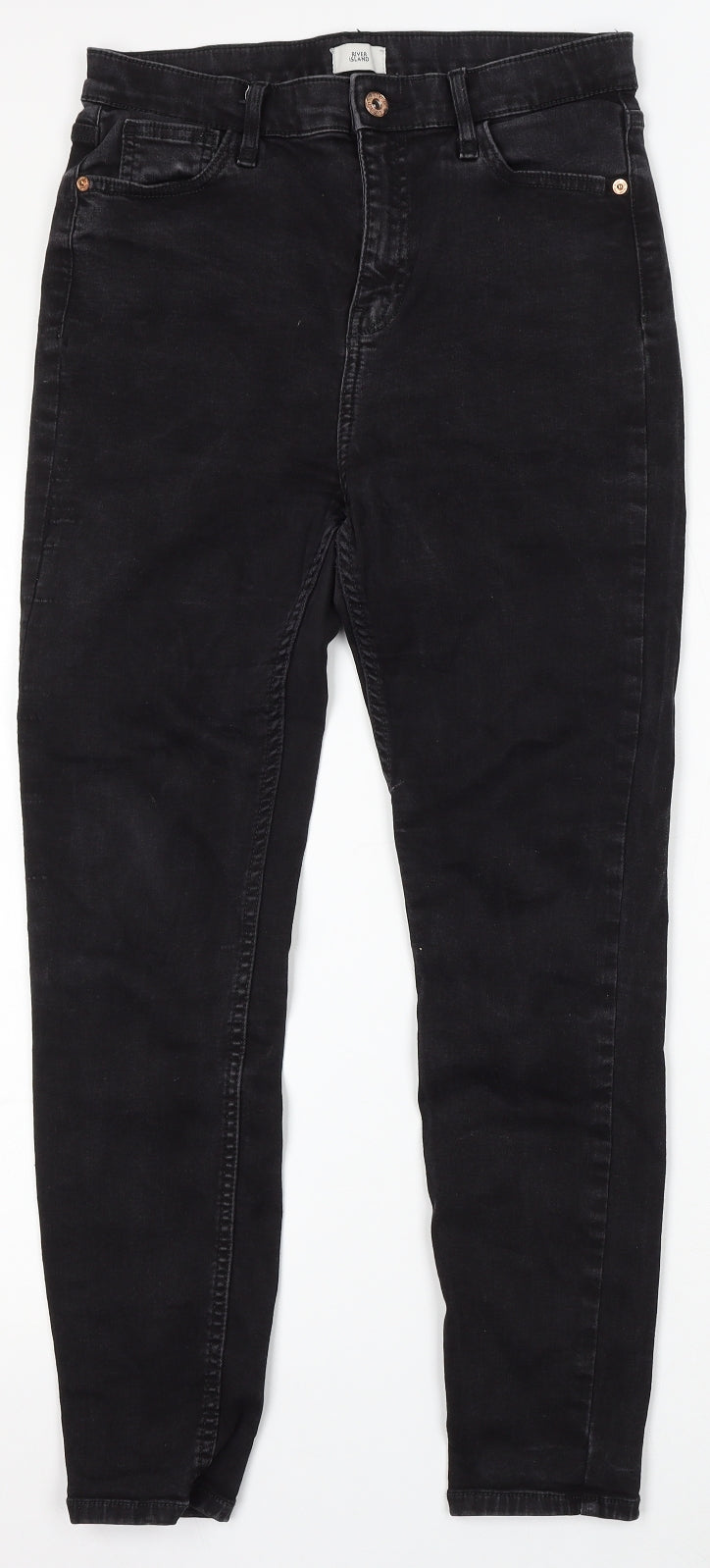 River Island Womens Black Polyester Skinny Jeans Size 12 L27 in Regular Button
