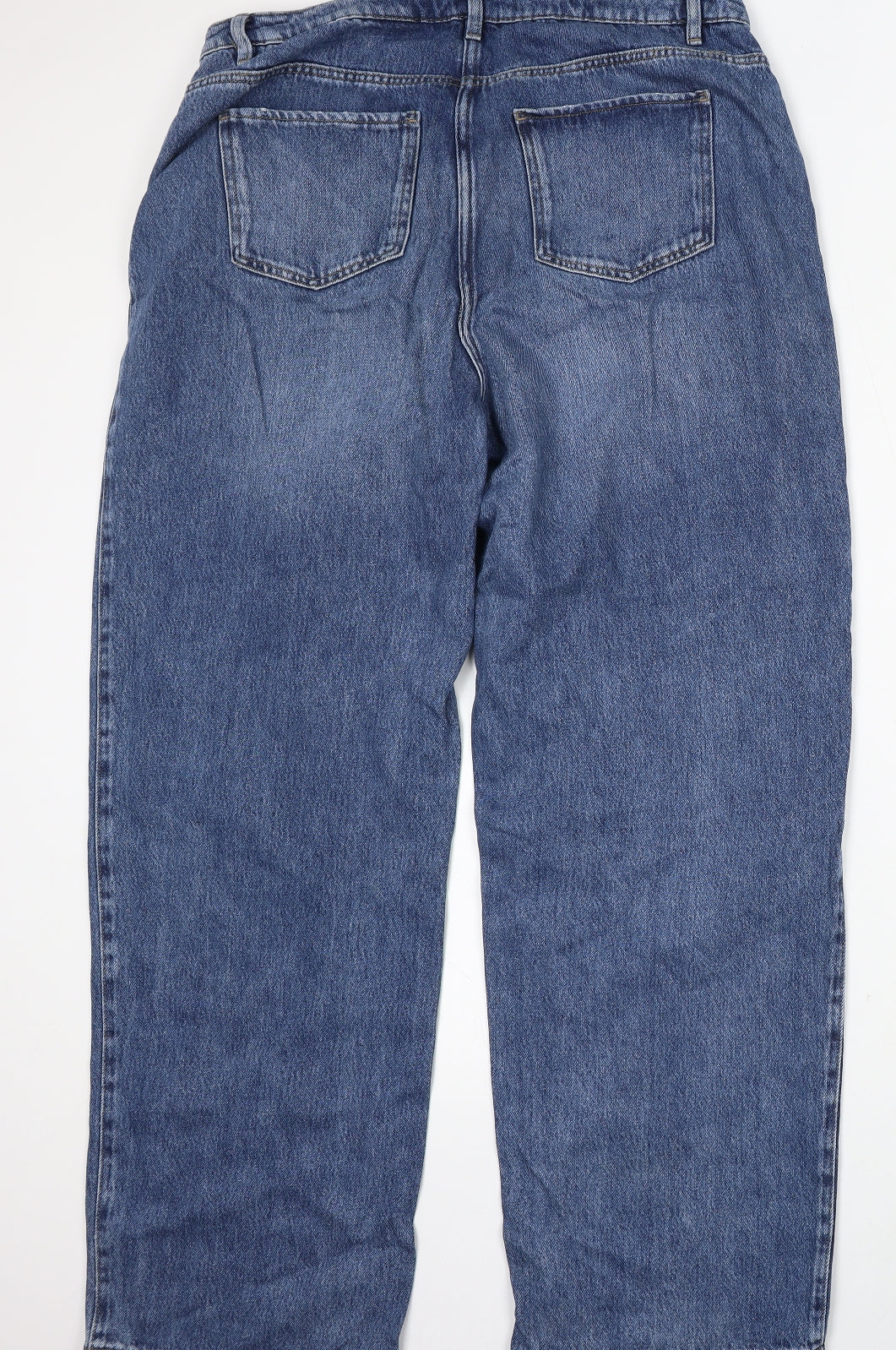 NEXT Womens Blue Cotton Wide-Leg Jeans Size 16 L32 in Regular Button
