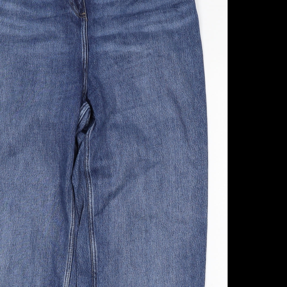 NEXT Womens Blue Cotton Wide-Leg Jeans Size 16 L32 in Regular Button