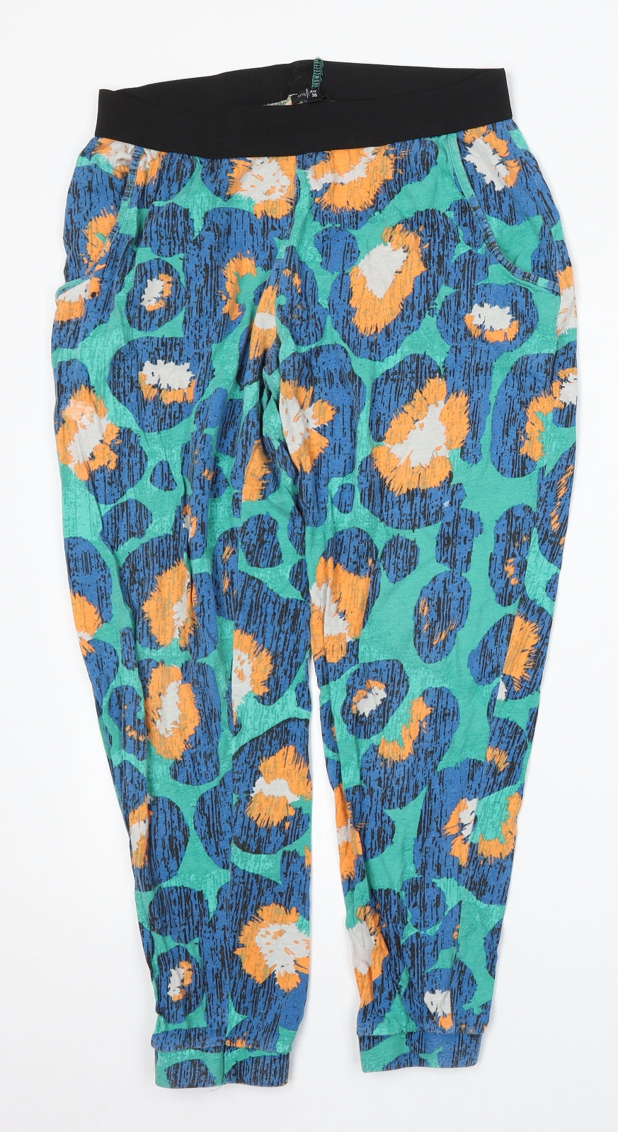 River Island Womens Multicoloured Geometric Cotton Jogger Trousers Size 12 L27 in Regular