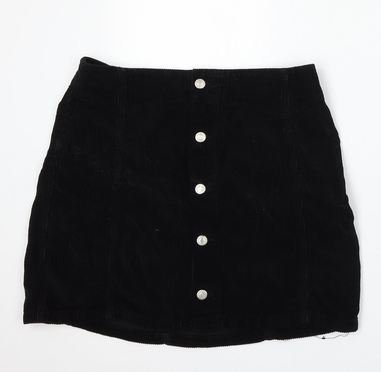 Topshop Womens Black Cotton A-Line Skirt Size 14