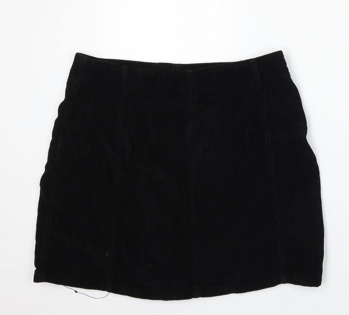 Topshop Womens Black Cotton A-Line Skirt Size 14