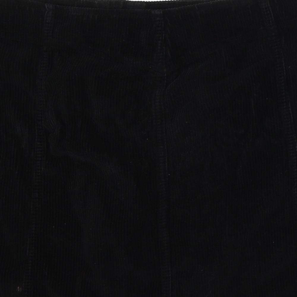 Topshop Womens Black Cotton A-Line Skirt Size 14