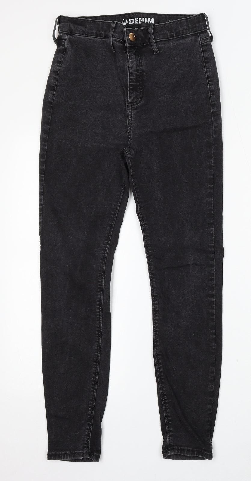 River Island Womens Black Cotton Straight Jeans Size 12 L28 in Regular Button