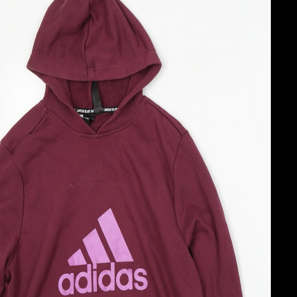 adidas Girls Purple Cotton Pullover Hoodie Size 14-15 Years