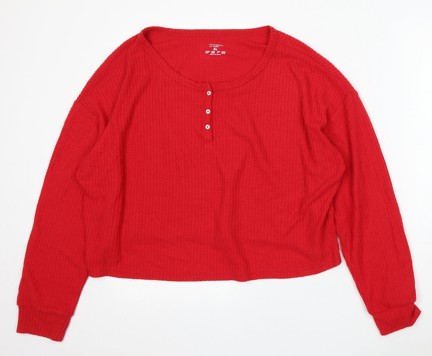 Primark Womens Red Round Neck Polyester Henley Jumper Size 18