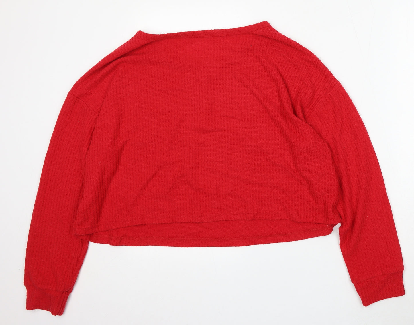 Primark Womens Red Round Neck Polyester Henley Jumper Size 18