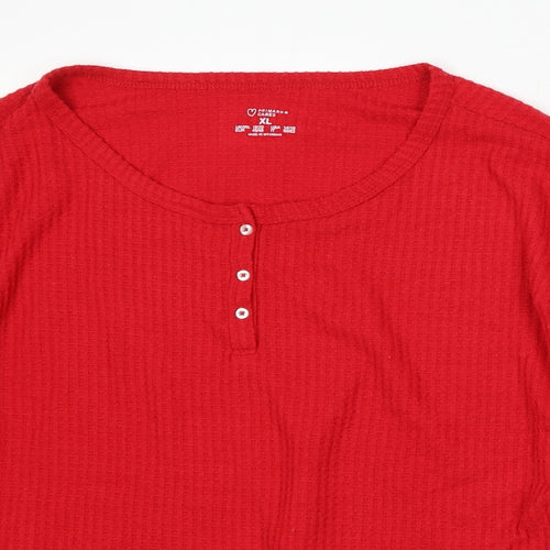 Primark Womens Red Round Neck Polyester Henley Jumper Size 18