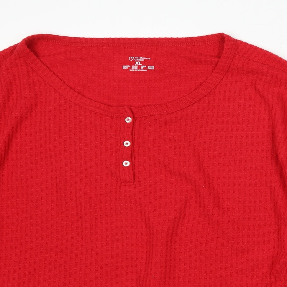 Primark Womens Red Round Neck Polyester Henley Jumper Size 18