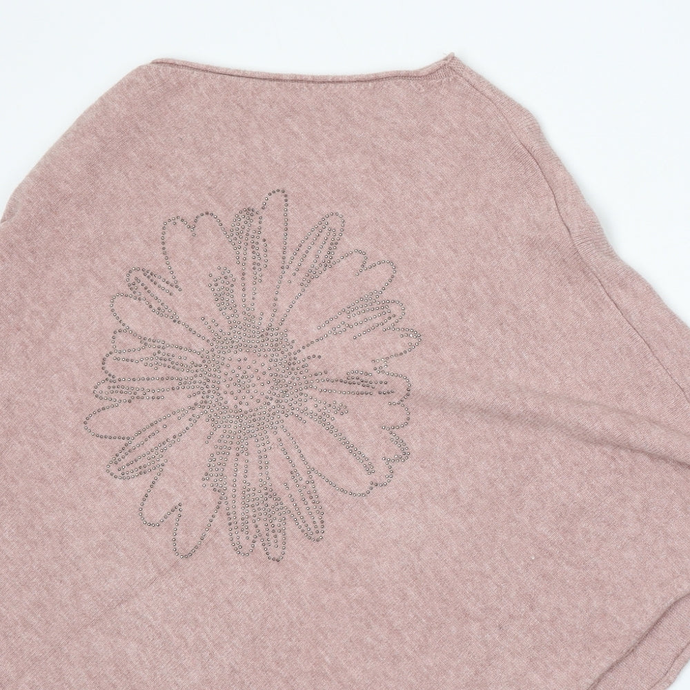 Preworn Womens Pink Round Neck Viscose Pullover Jumper One Size