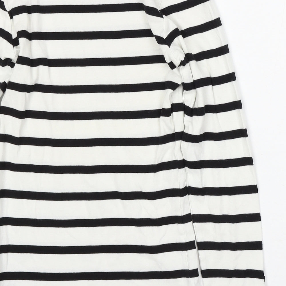 F&F Womens White Boat Neck Striped Cotton Pullover Jumper Size 8