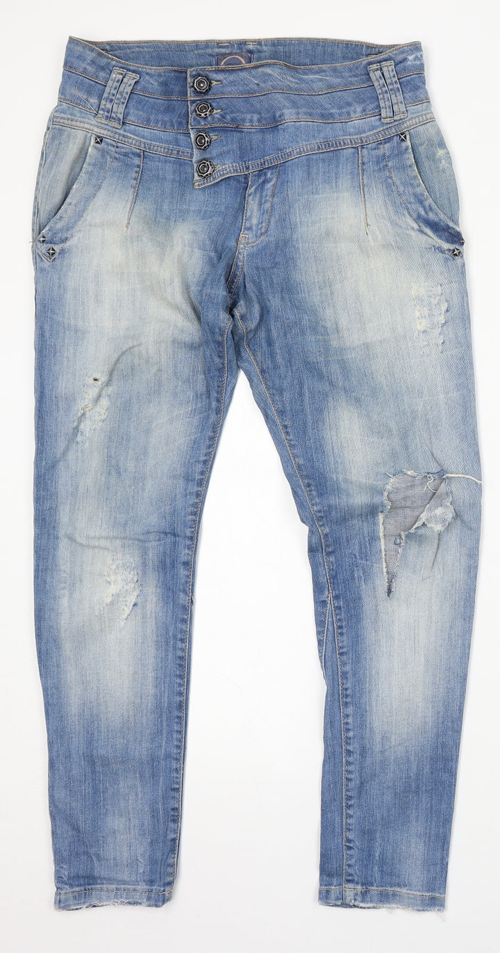 Bluewhite and Roll Womens Blue Polyester Skinny Jeans Size 8 L29 in Regular Button