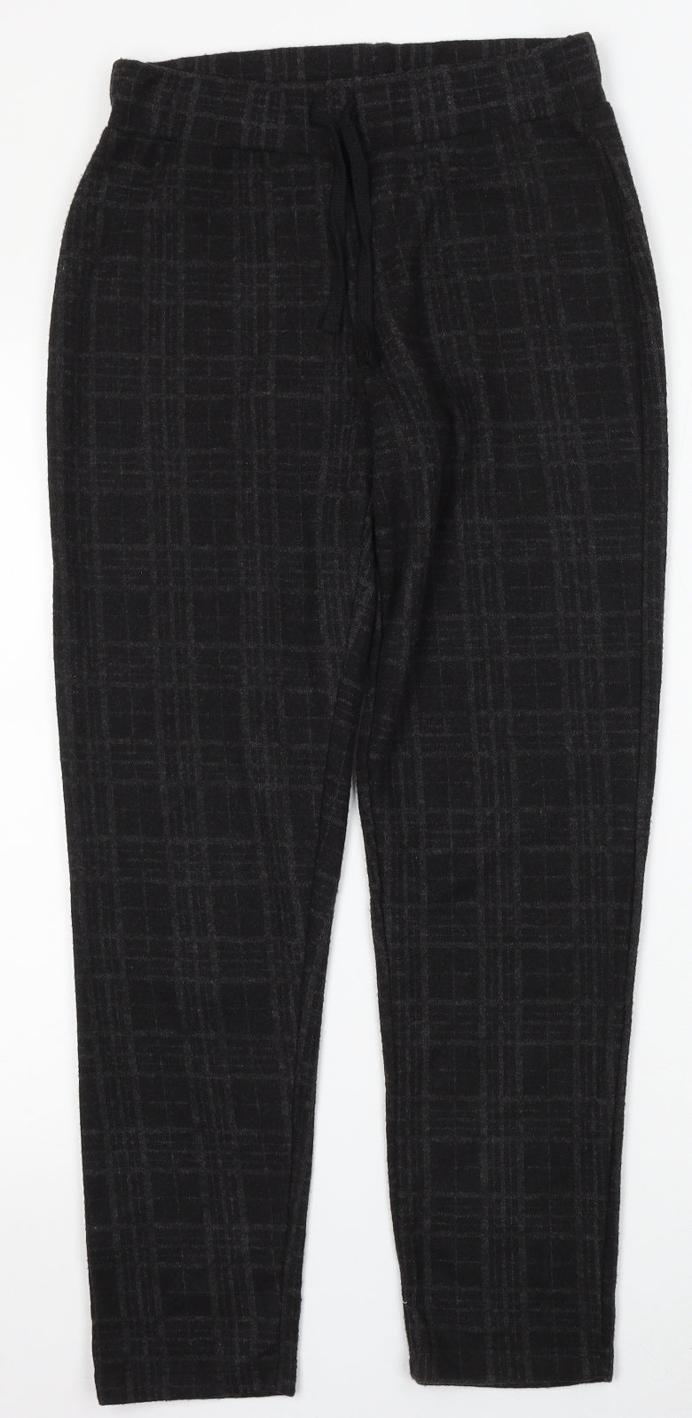 Peacocks Womens Grey Check Polyester Jogger Trousers Size 10 L30 in Regular