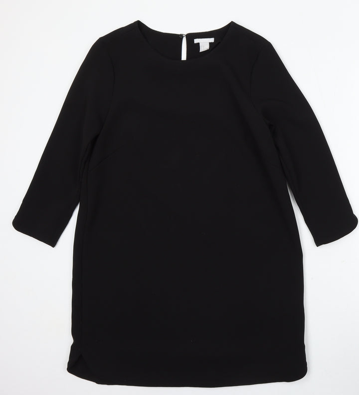 H&M Womens Black Polyester Sheath Size 12 Round Neck