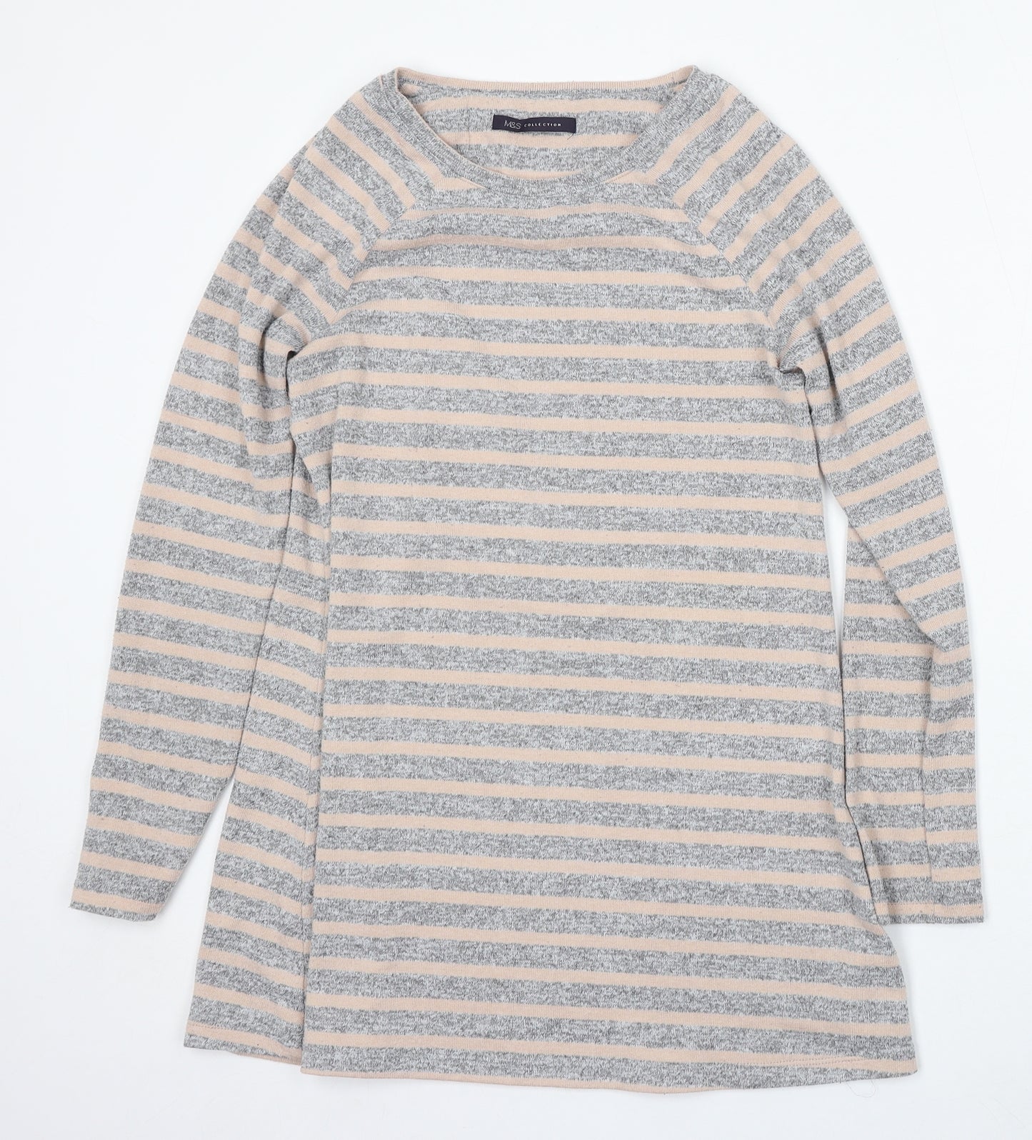 Marks and Spencer Womens Multicoloured Round Neck Striped Polyester Pullover Jumper Size 10
