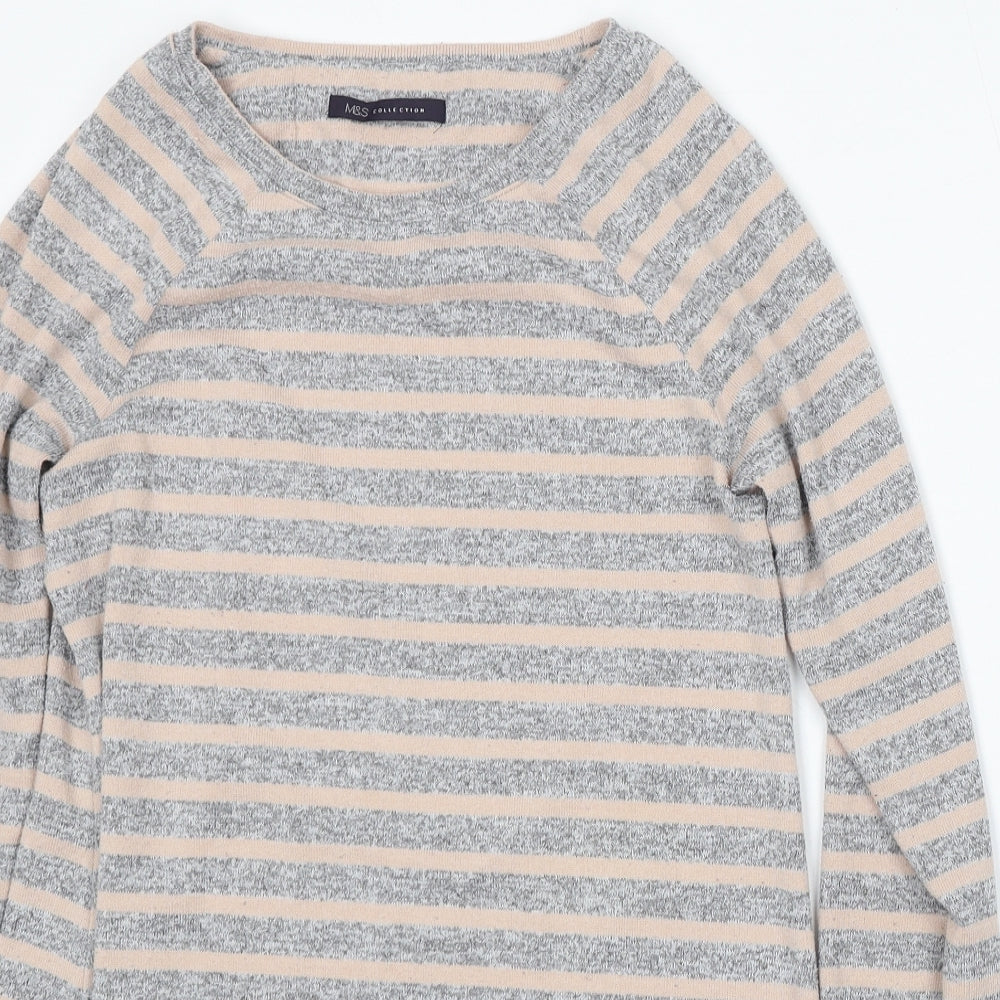 Marks and Spencer Womens Multicoloured Round Neck Striped Polyester Pullover Jumper Size 10