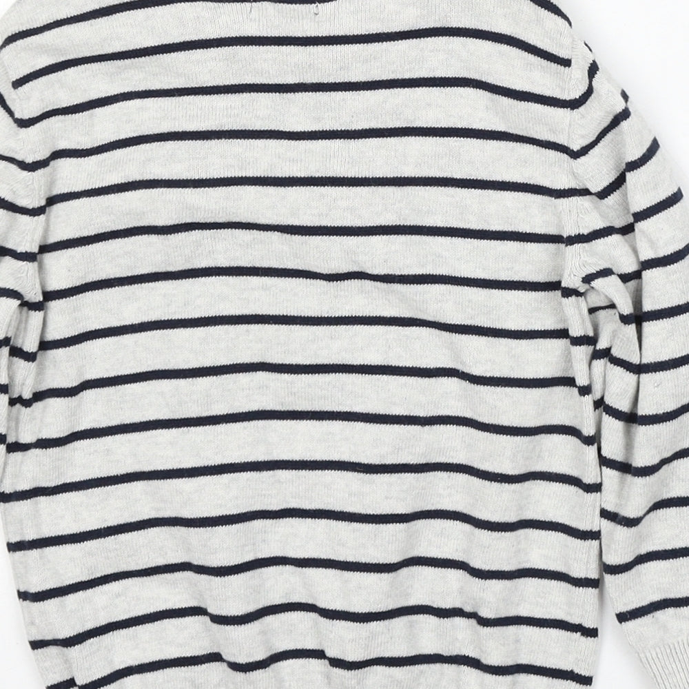 NEXT Boys Grey Round Neck Striped Cotton Pullover Jumper Size 3-4 Years - cars
