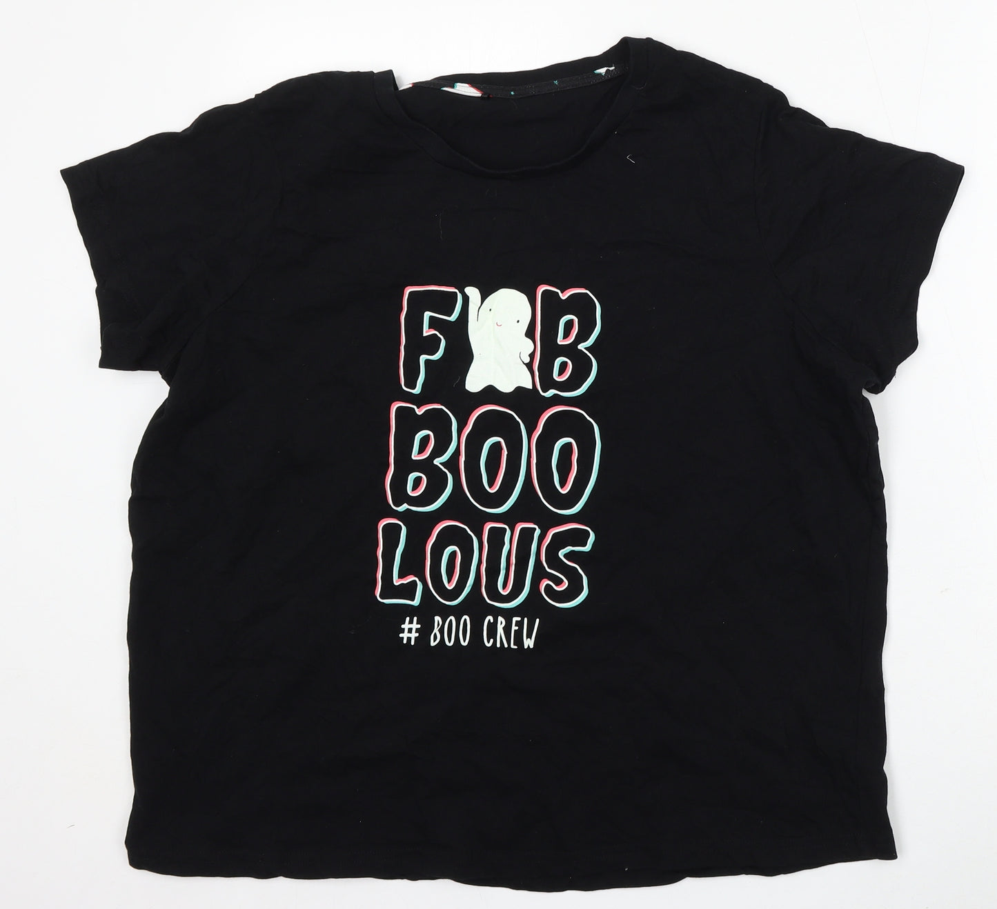George Womens Black Cotton Basic T-Shirt Size 20 Round Neck - boo crew