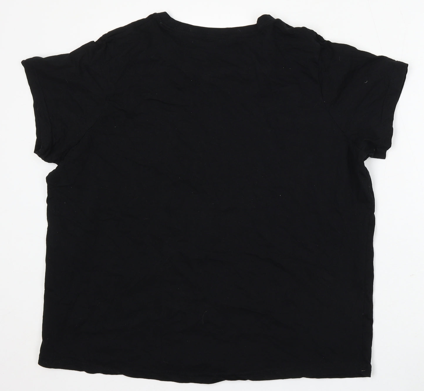 George Womens Black Cotton Basic T-Shirt Size 20 Round Neck - boo crew