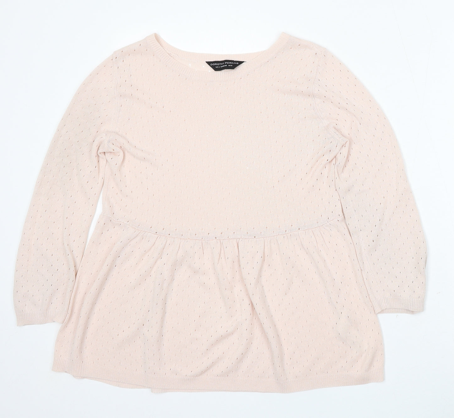 Dorothy Perkins Womens Pink Round Neck Geometric Acrylic Pullover Jumper Size 8