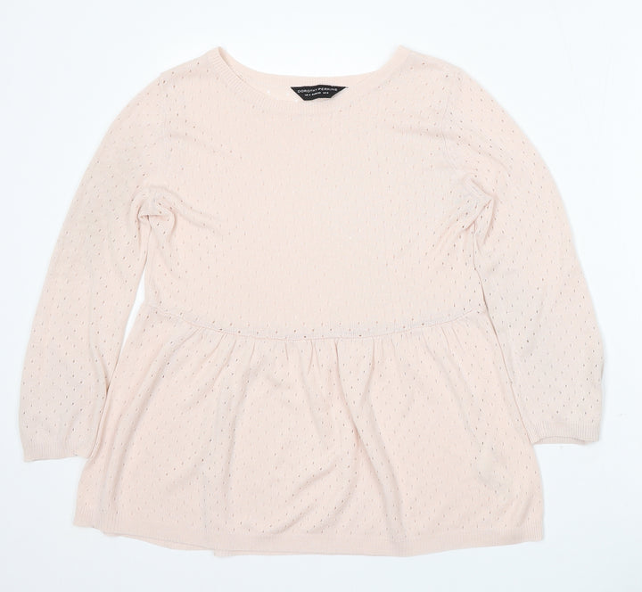 Dorothy Perkins Womens Pink Round Neck Geometric Acrylic Pullover Jumper Size 8