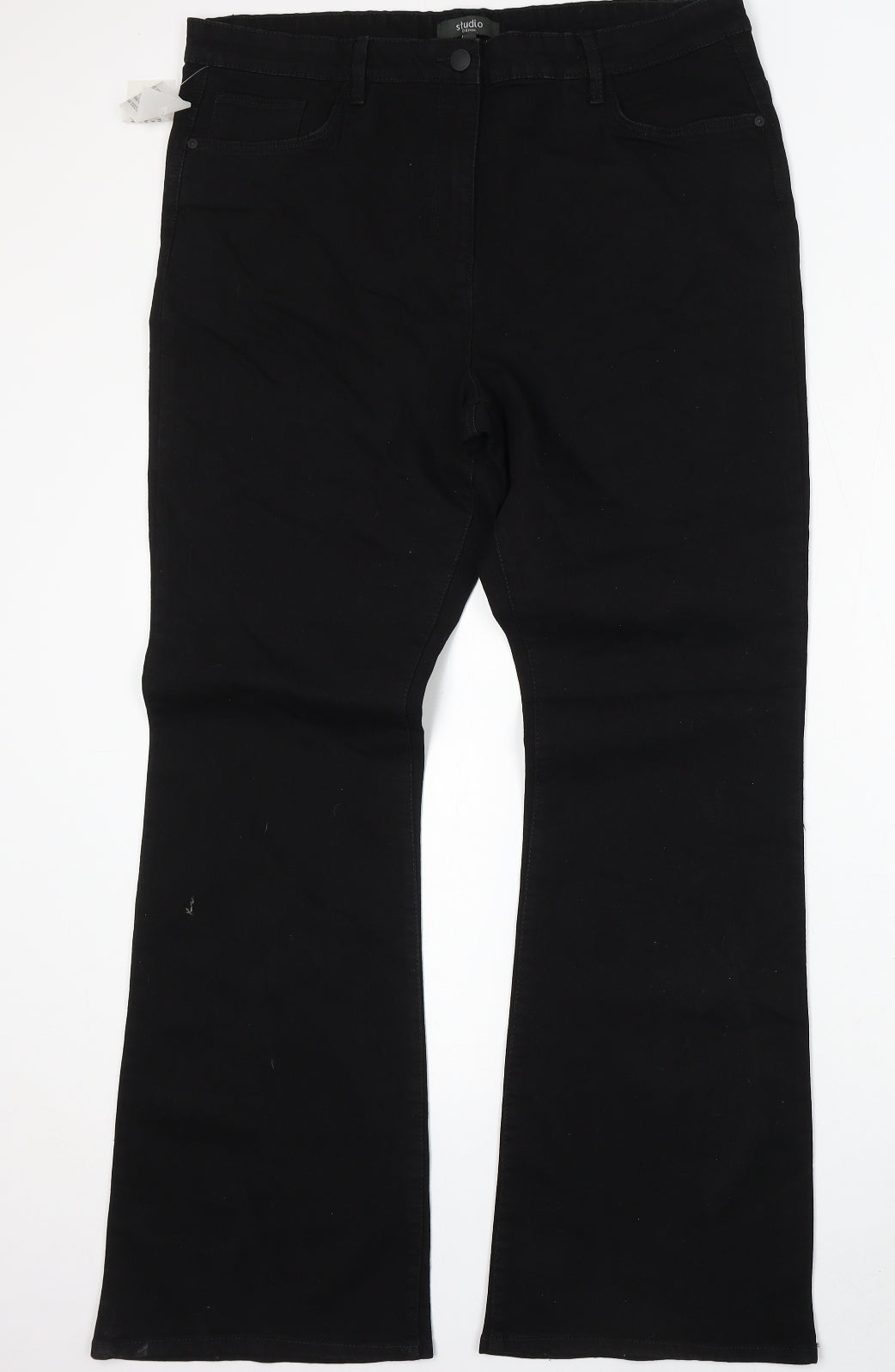 Studio Denim Womens Black Cotton Bootcut Jeans Size 16 L32 in Regular Button