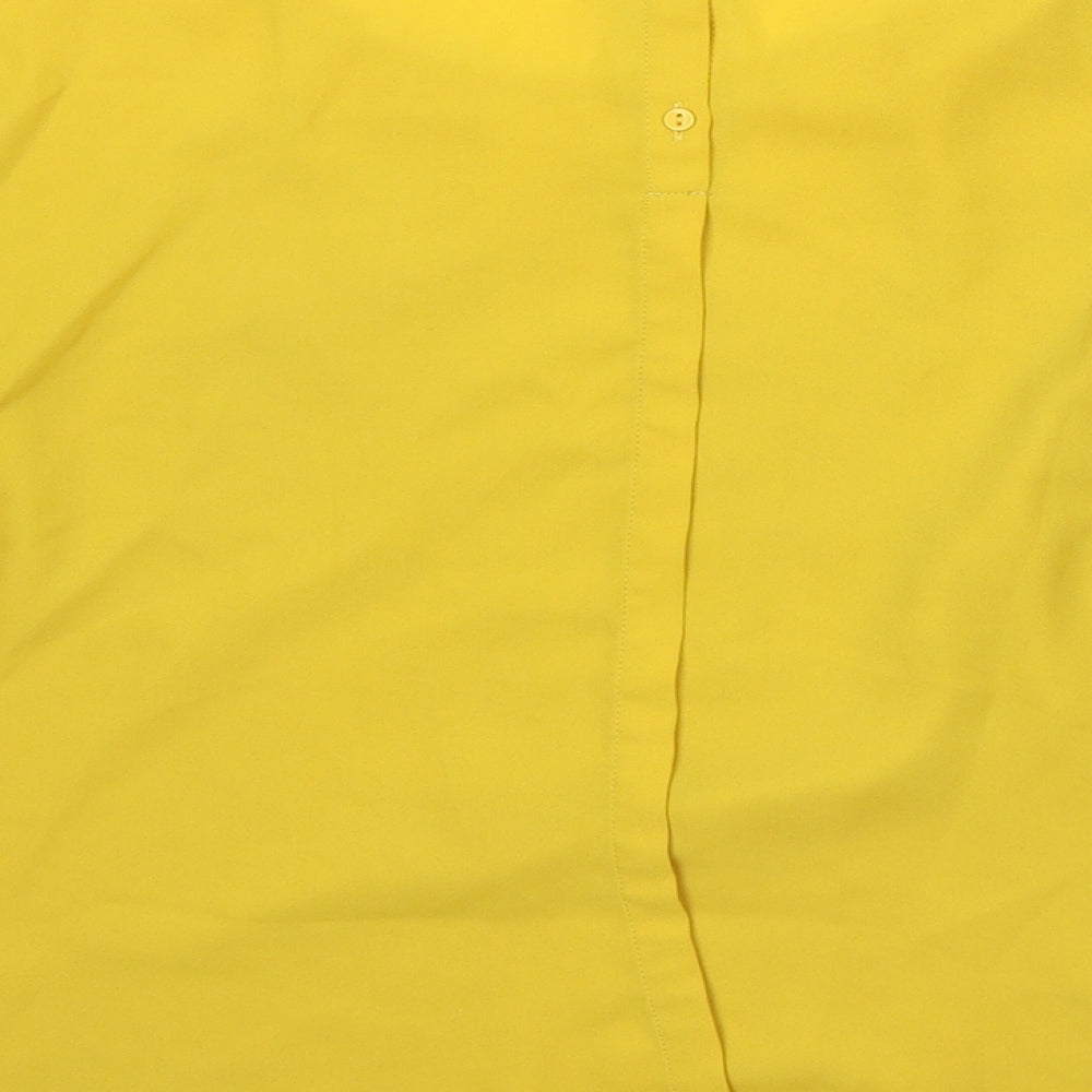 Marks and Spencer Womens Yellow Polyester Basic Blouse Size 12 Round Neck