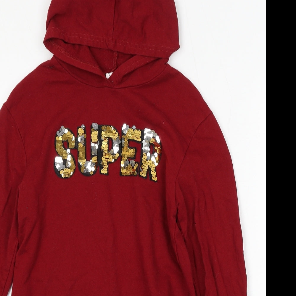 SheIn Girls Red Cotton Pullover Hoodie Size 9 Years