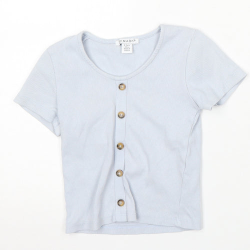 Primark Girls Blue Round Neck Cotton Cardigan Jumper Size 8-9 Years