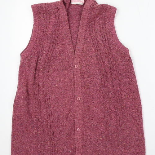 Domino Womens Purple Round Neck Acrylic Vest Jumper One Size
