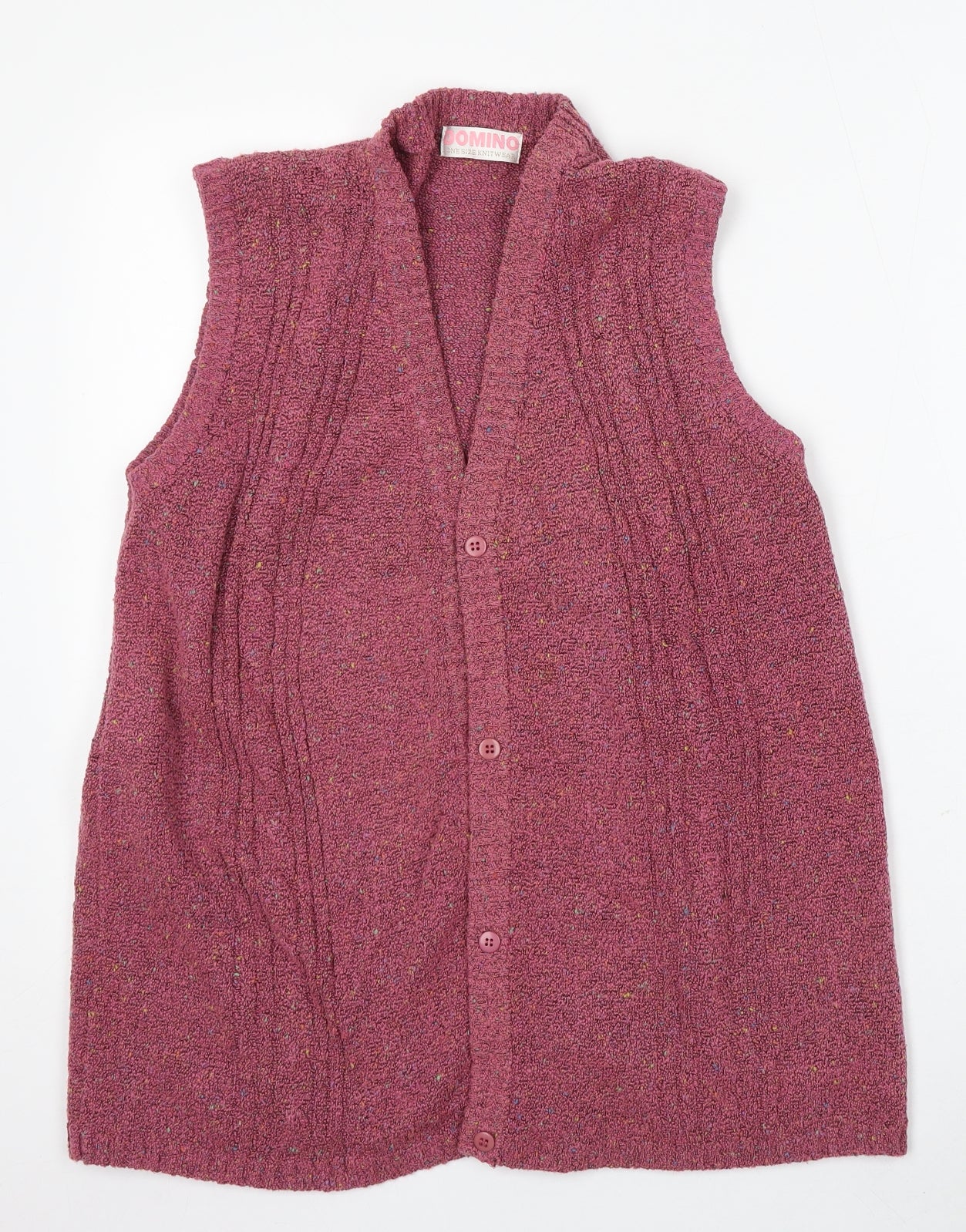 Domino Womens Purple Round Neck Acrylic Vest Jumper One Size