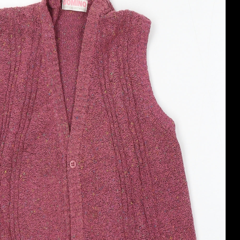Domino Womens Purple Round Neck Acrylic Vest Jumper One Size