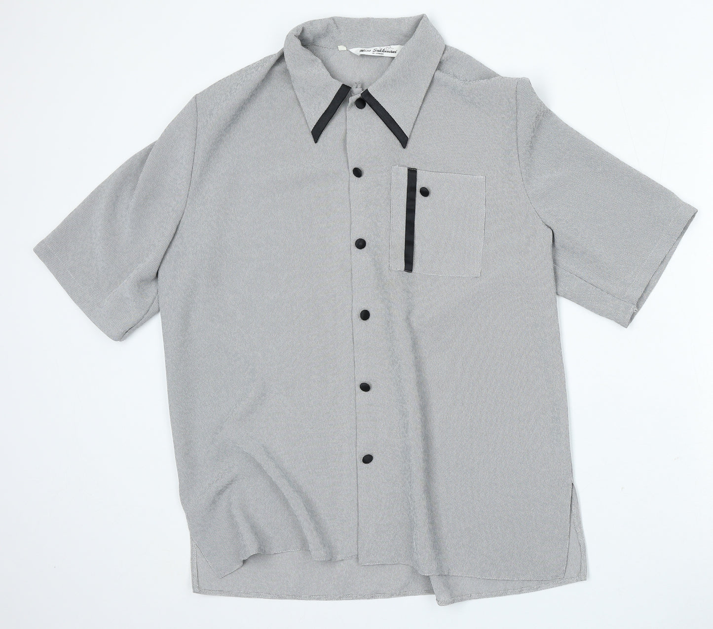 Miss Sukhmani Womens Grey Polyester Basic Button-Up Size 18 Collared