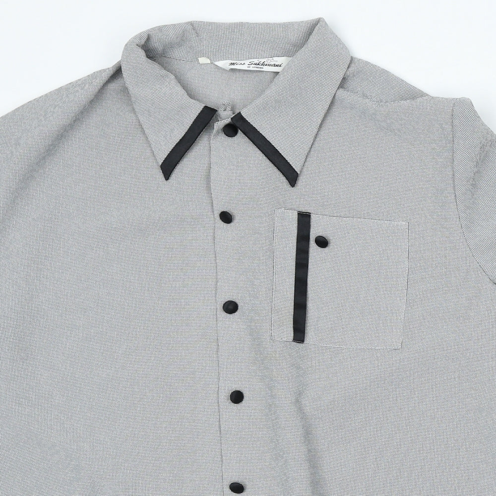 Miss Sukhmani Womens Grey Polyester Basic Button-Up Size 18 Collared