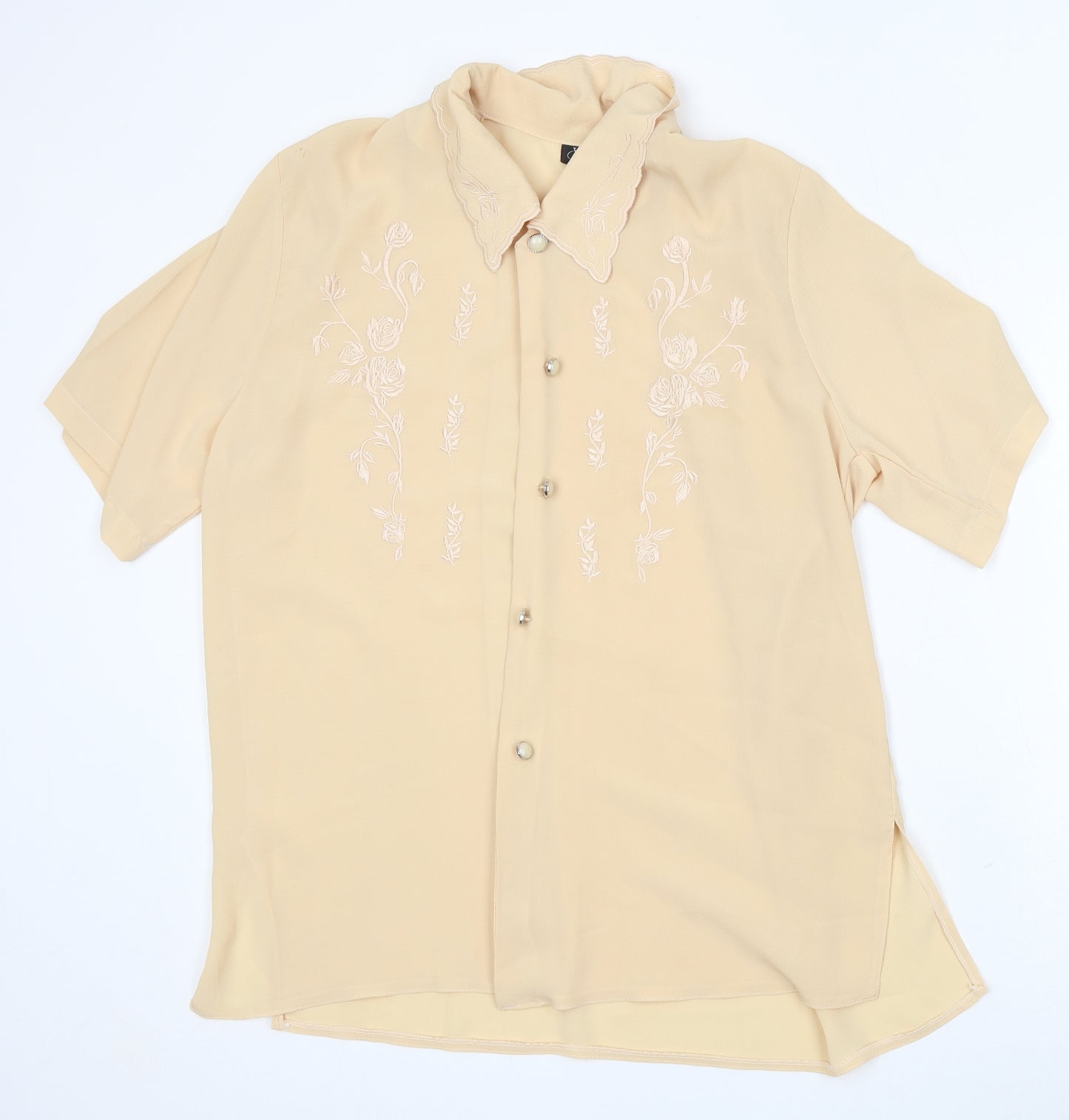 Windsor of London Womens Yellow Viscose Basic Button-Up Size 18 Collared
