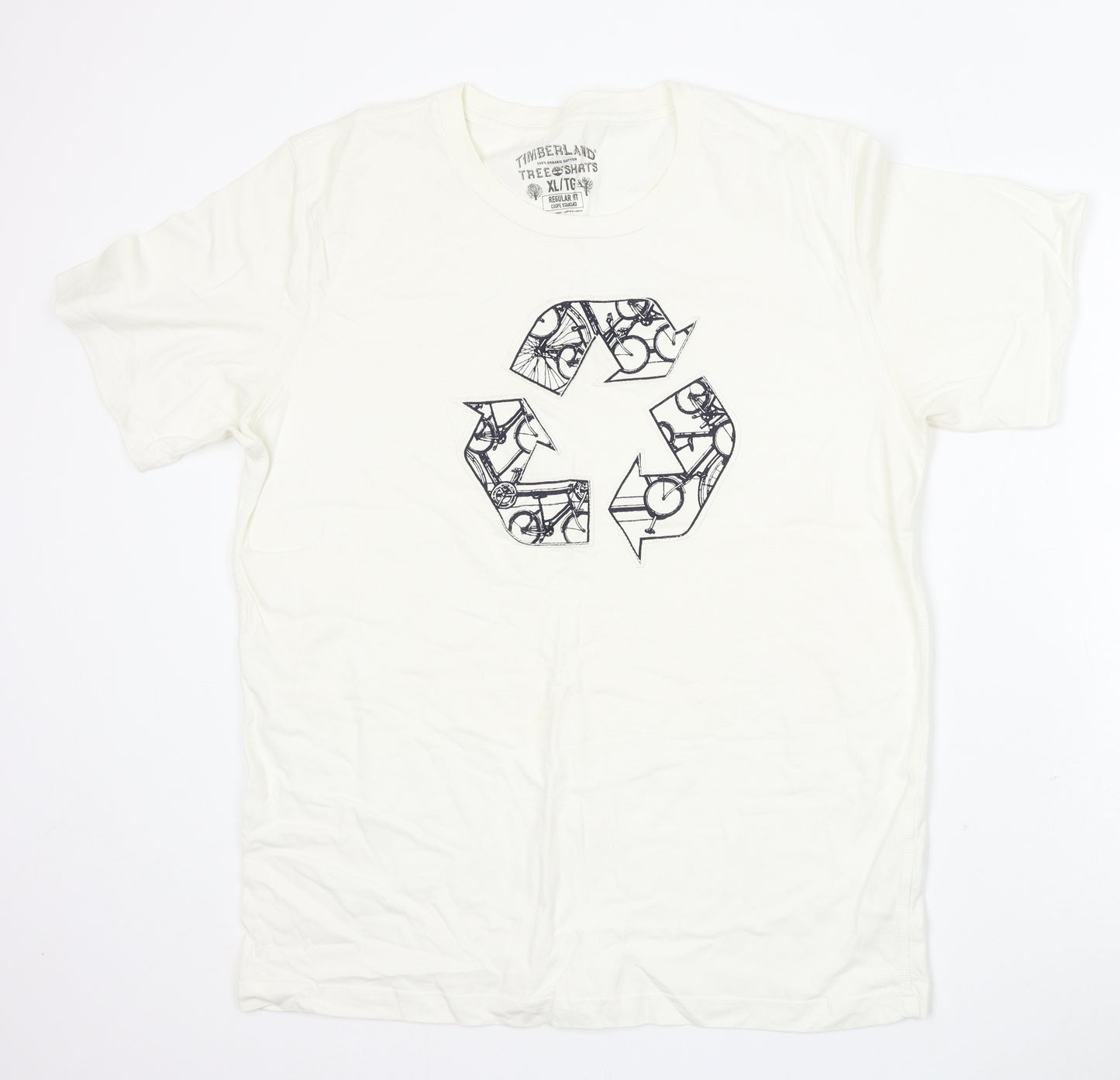 Timberland Mens Ivory Cotton T-Shirt Size XL Round Neck