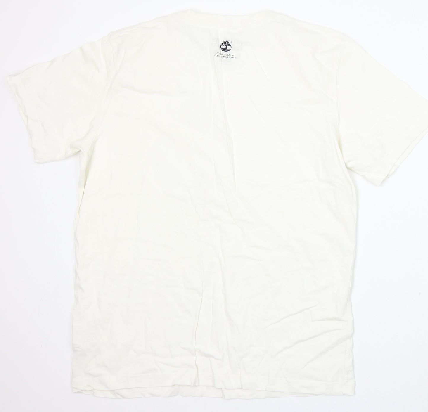 Timberland Mens Ivory Cotton T-Shirt Size XL Round Neck