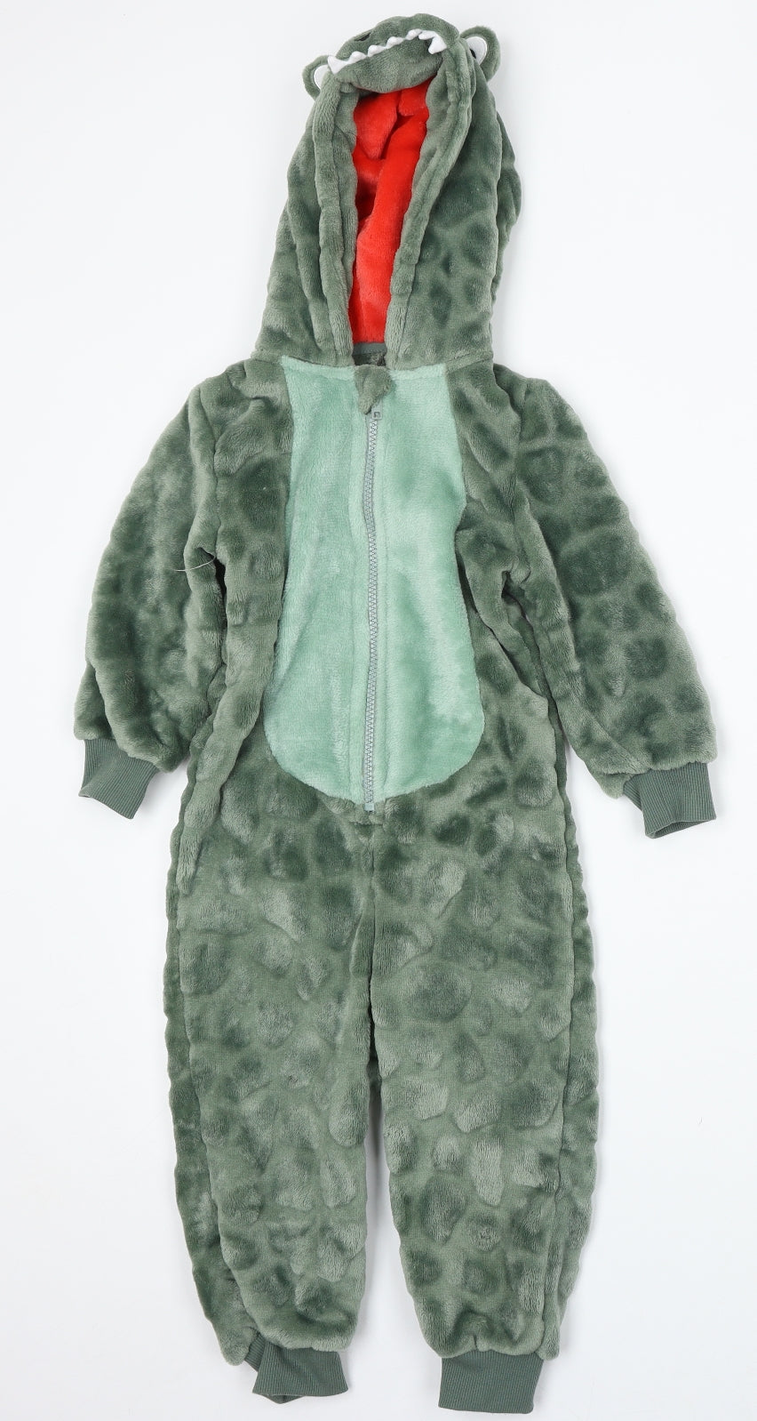 F&F Boys Green Solid Polyester One Piece Size 2-3 Years Zip - dinosaur