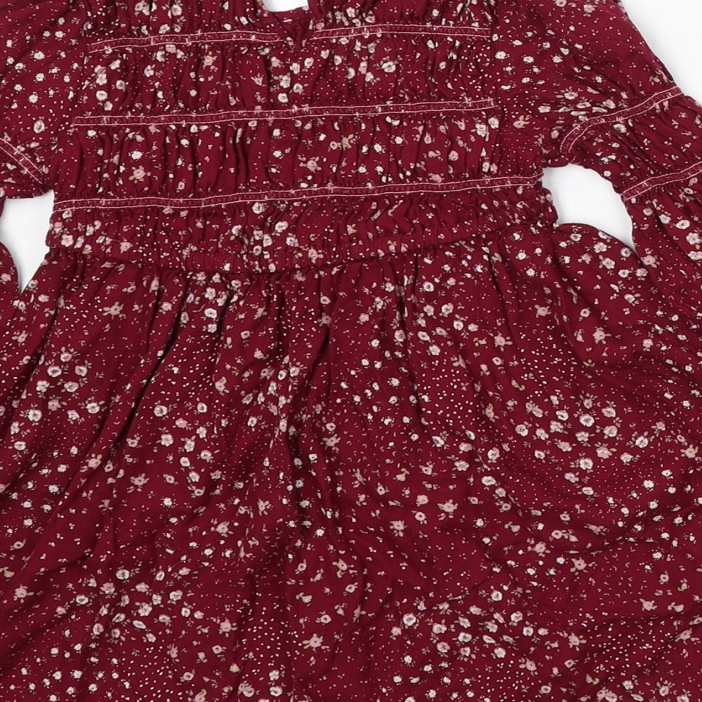 Matalan Girls Purple Geometric Viscose Skater Dress Size 5 Years Round Neck