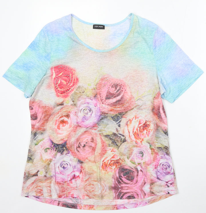 Gerry Weber Womens Multicoloured Floral Polyester Basic T-Shirt Size M Round Neck