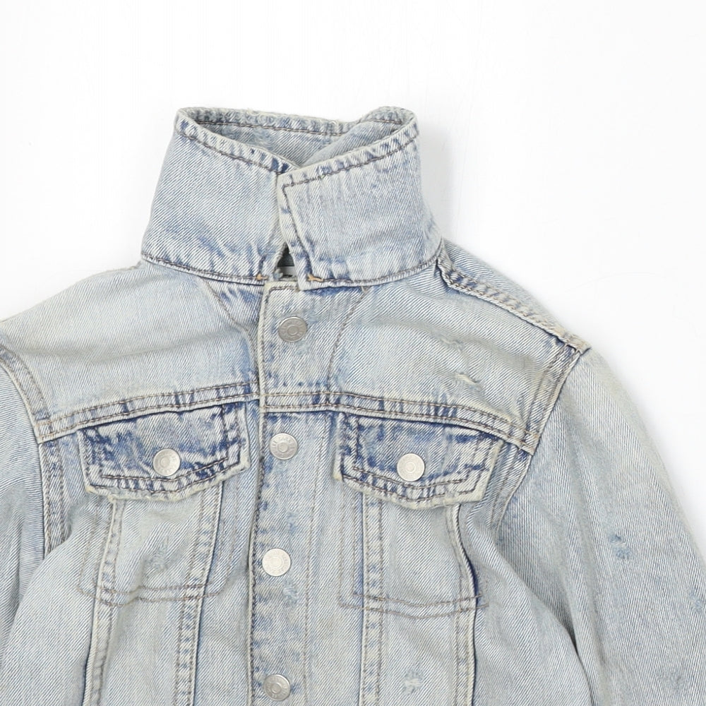 Zara Girls Blue Jacket Size 3-4 Years Button