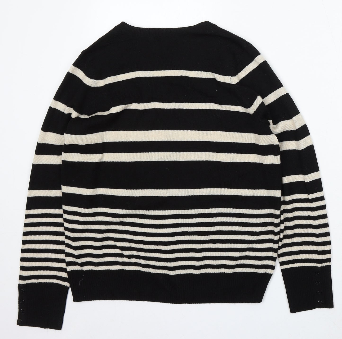 Marks and Spencer Womens Multicoloured V-Neck Striped Acrylic Pullover Jumper Size 14