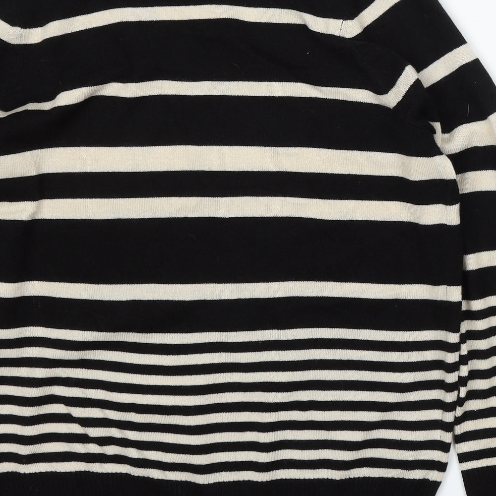 Marks and Spencer Womens Multicoloured V-Neck Striped Acrylic Pullover Jumper Size 14