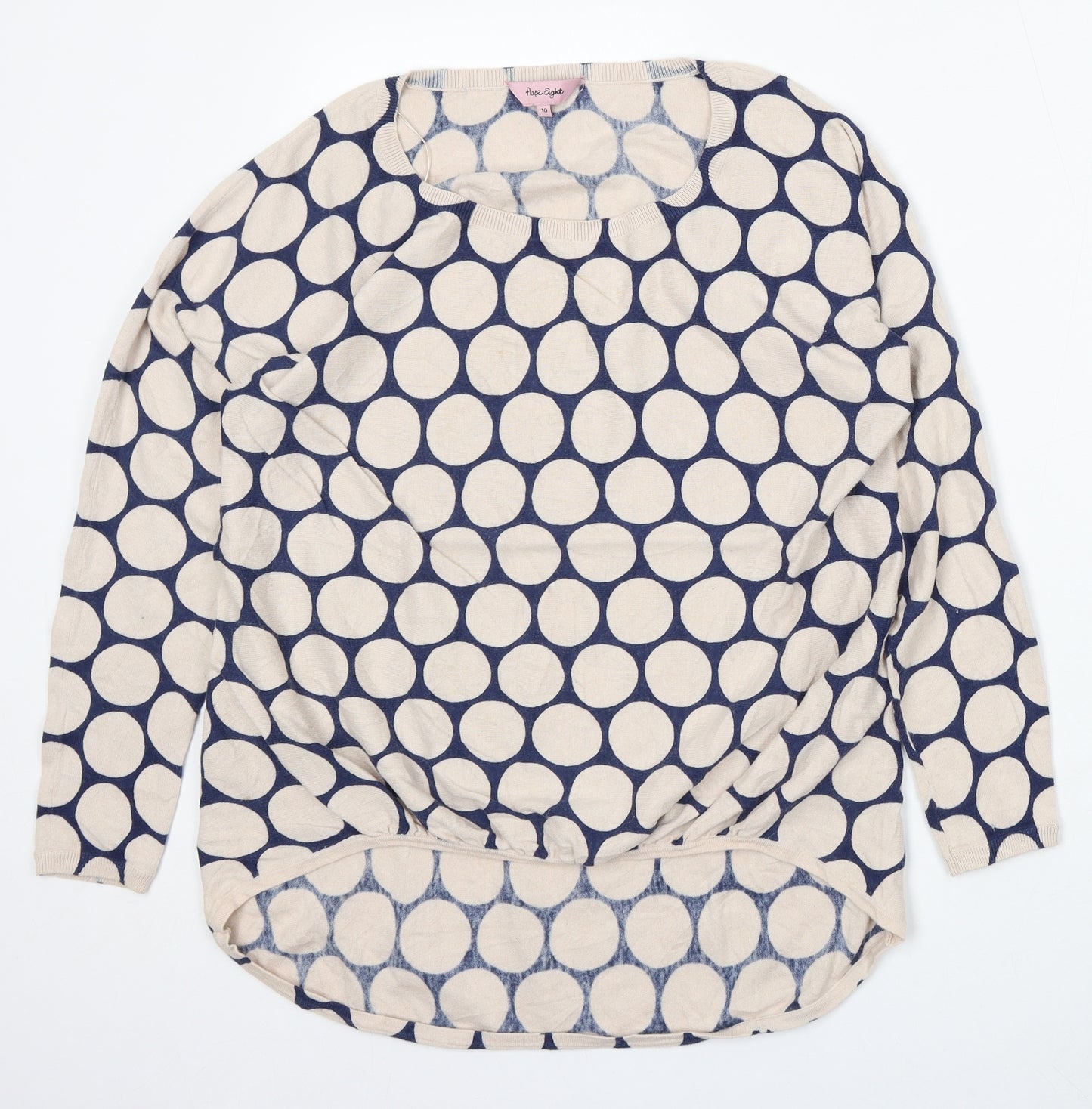 Phase Eight Womens Multicoloured Round Neck Geometric Cotton Pullover Jumper Size 10